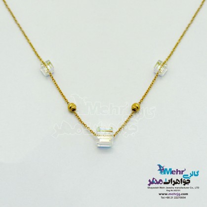 Gold Necklace - Swarovski Cube-MM0788
